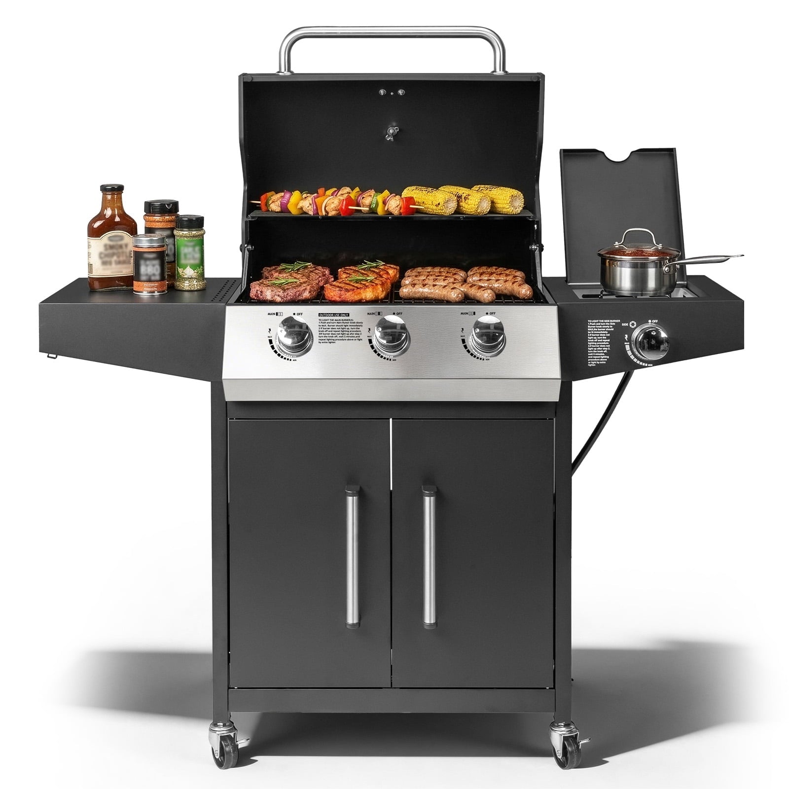 SalonMore Outdoor Gas Grill with Side Stove 46000BTU for Patio Outdoor Party Cooking BBQ SalonMore