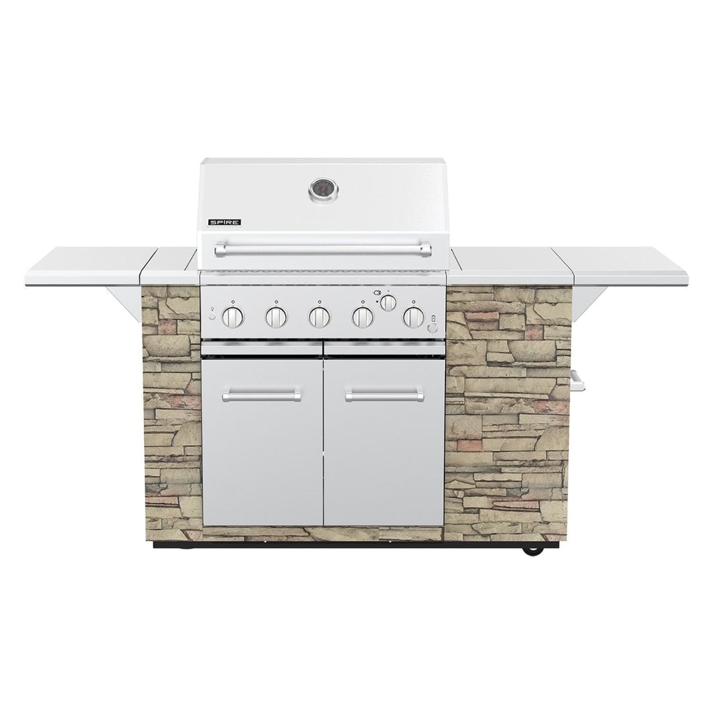 Spire 5-Burner Built-in Propane Gas Stone Island Grill w/Rear Burner, 63,000BTUs, 758 sq.in. Cooking Area, Convertible to Natural Gas, 2 Fixed Shelves, Pullout Trash Bin, 2 Halogen Light, 860-0032 Gas Grills