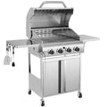 WAA 4-Burner BBQ Propane Gas Grill,32000 BTU Outside Stainless Steel Barbecue Propane Grill,Ideal for Outdoor Cooking Camping Park Balcony WAA