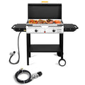 Zintown 2 Burner 150000-BTU Outdoor Stove Propane Gas Griddle with Portable Pan,Lid Zintown
