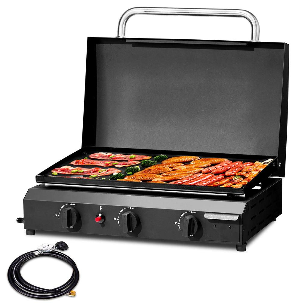 Zintown Propane Griddle Table Top Grill Camping Griddle Portable with 3 Burner Zintown