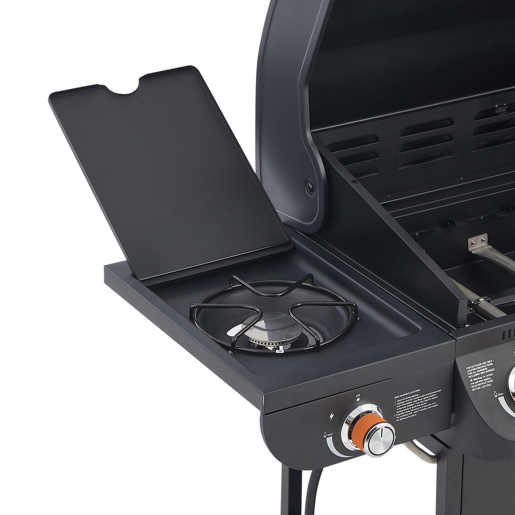 Noble House Professional 6-Burner Propane Gas Grill with Side Burner, Steel BBQ Grill with Cast Metal Grates, Black Noble House