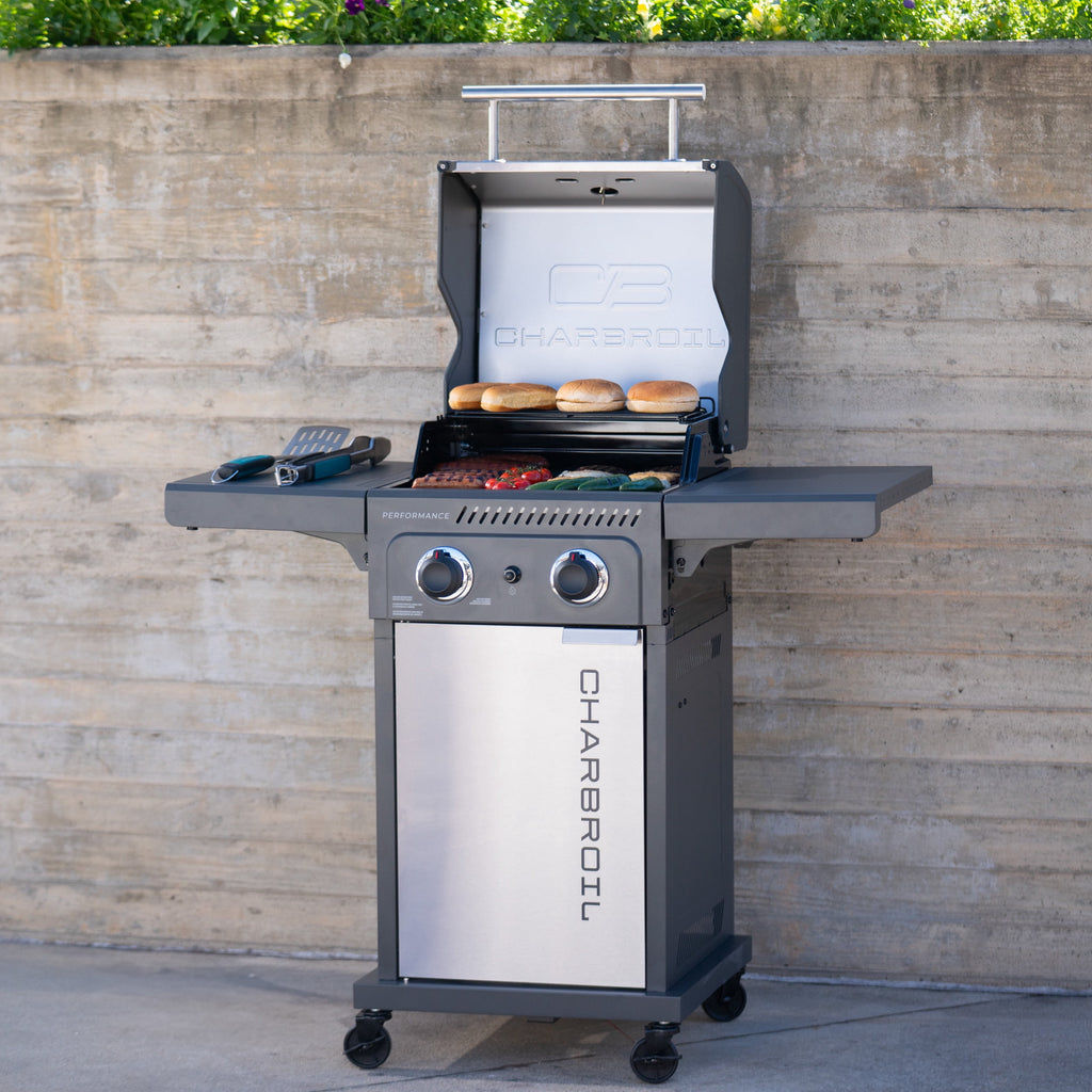 Charbroil Performance Series? FlavorMax? 2 Burner Gas Grill Cabinet with Foldable Side Shelves, Stainless Steel Charbroil