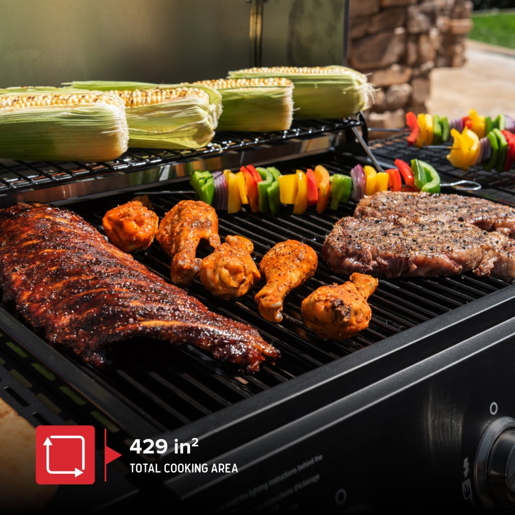 Nexgrill 3-Burner Propane Gas Grill with Side Tables, 27,000BTUs, Stainless Steel Lid, Spacious 429 SQ. In. Cooking Space, BBQ Grill for Outdoor Cooking, Patios, Parties, and More - 720-1012 Gas Grills