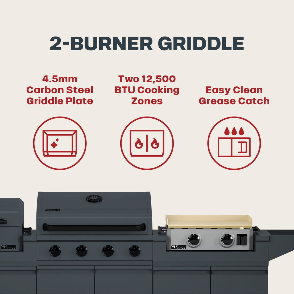 TYTUS Modular Trio with 4-Burner Gas Grill, Pellet Grill and 2-Burner Gas Griddle TYTUS