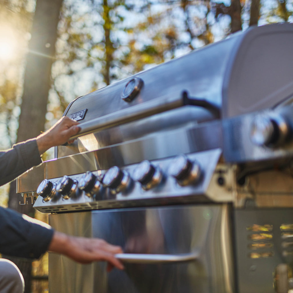 Monument Grills 6+1 Burner Propane Gas Grill  84,000 BTU Stainless Steel Outdoor Patio Barbecue Grill  LED Controls , Free Rotisserie Kit , and Easy Cleanup , 77352 Monument Grills