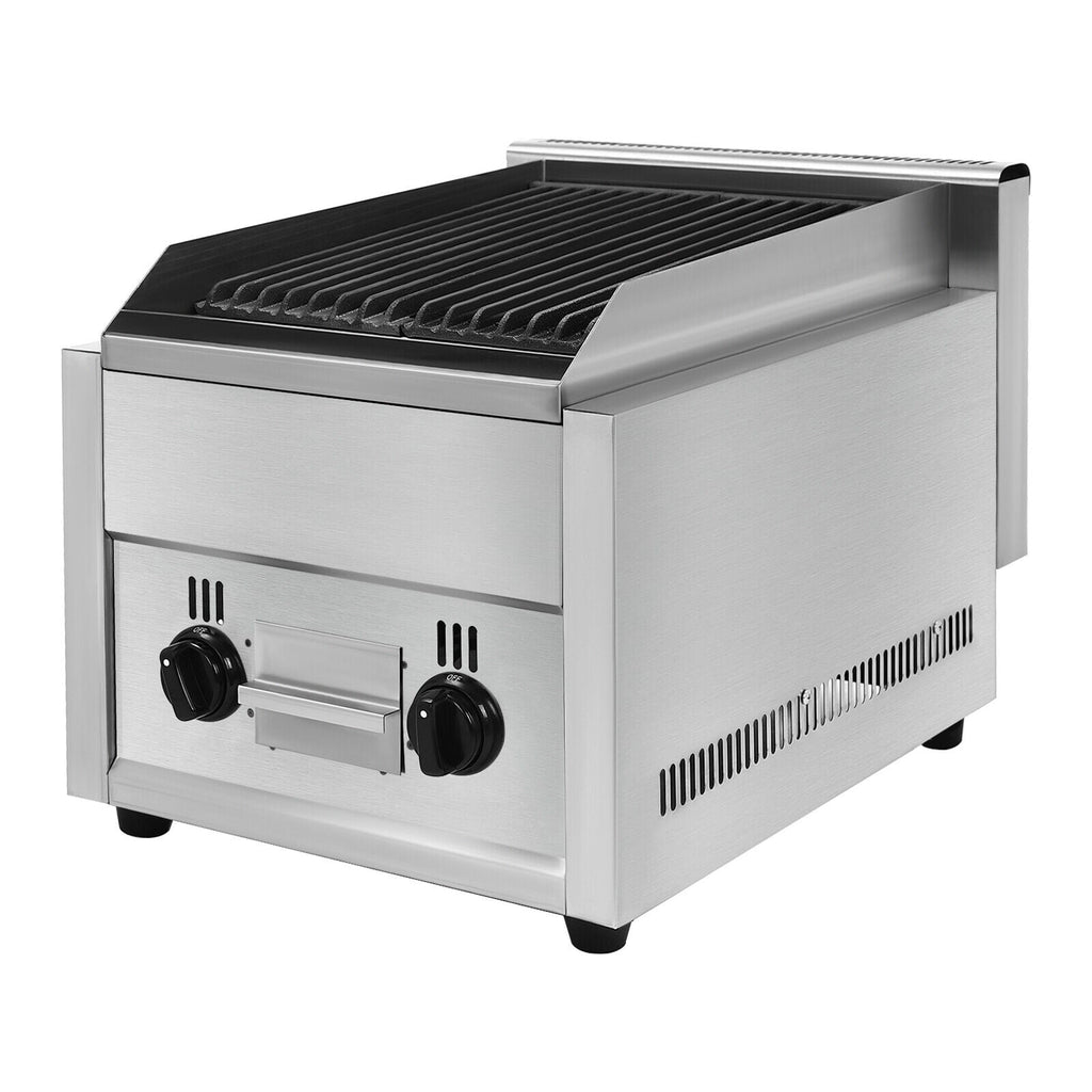 21 Radiant Char Broiler Grill 2 Burner Gas & Propane Commercial Restaurant Gas Grill 2800Pa for Backyard, Garden, Courtyard, Terrace