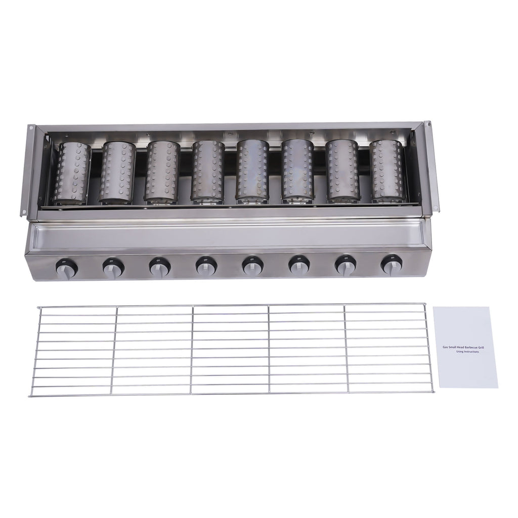 40.94*15.7*7.9in 8 BBQ Gas Grill 201 Stainless Steel Silver Patio Garden Barbecue Grill for Restaurants Barbecue Restaurants Unbranded