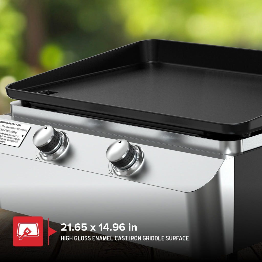 Nexgrill 2-Burner Propane Gas Tabletop Griddle, 19,000 BTUs, 323 SQ In, Stainless Steel Control Panel, Small Portable Propane Griddle for Outdoor Cooking, Camping, BBQs, and More - 820-0061 Nexgrill