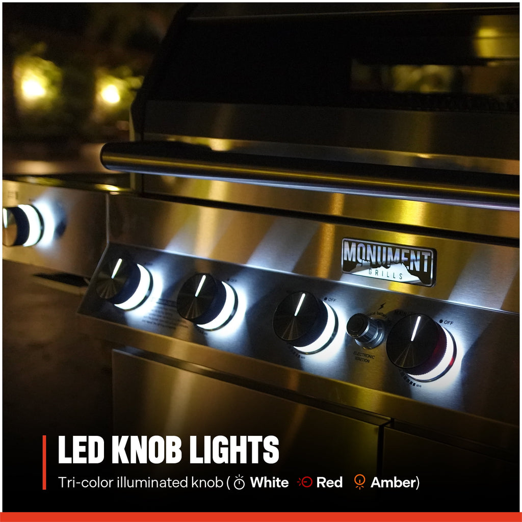 Monument Grills Denali Series 6-Burner Black Dual Fuel Cabinet Grill with Clearview Lid and LED Knobs Monument Grills