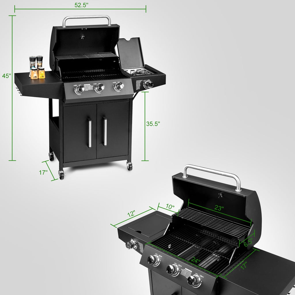 OverPatio Propane Gas BBQ Grill for Outdoor Cooking,Barbecue,3+1 Burners Overpatio