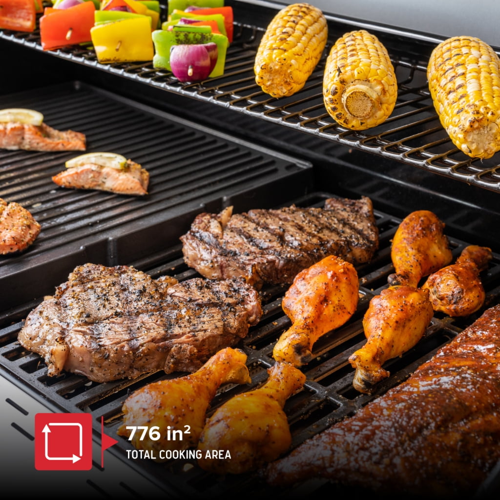 Nexgrill Deluxe 6-Burner Natural Gas Grill with Searing Side Burner and Griddle Insert, Stainless Steel Frame, 60,000 BTUs Output, BBQ Grill for Outdoor Gatherings - 730-0896GH Nexgrill