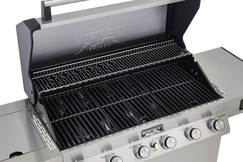 Monument Grills Denali Series 6-Burner Black Dual Fuel Cabinet Grill with Clearview Lid and LED Knobs Monument Grills