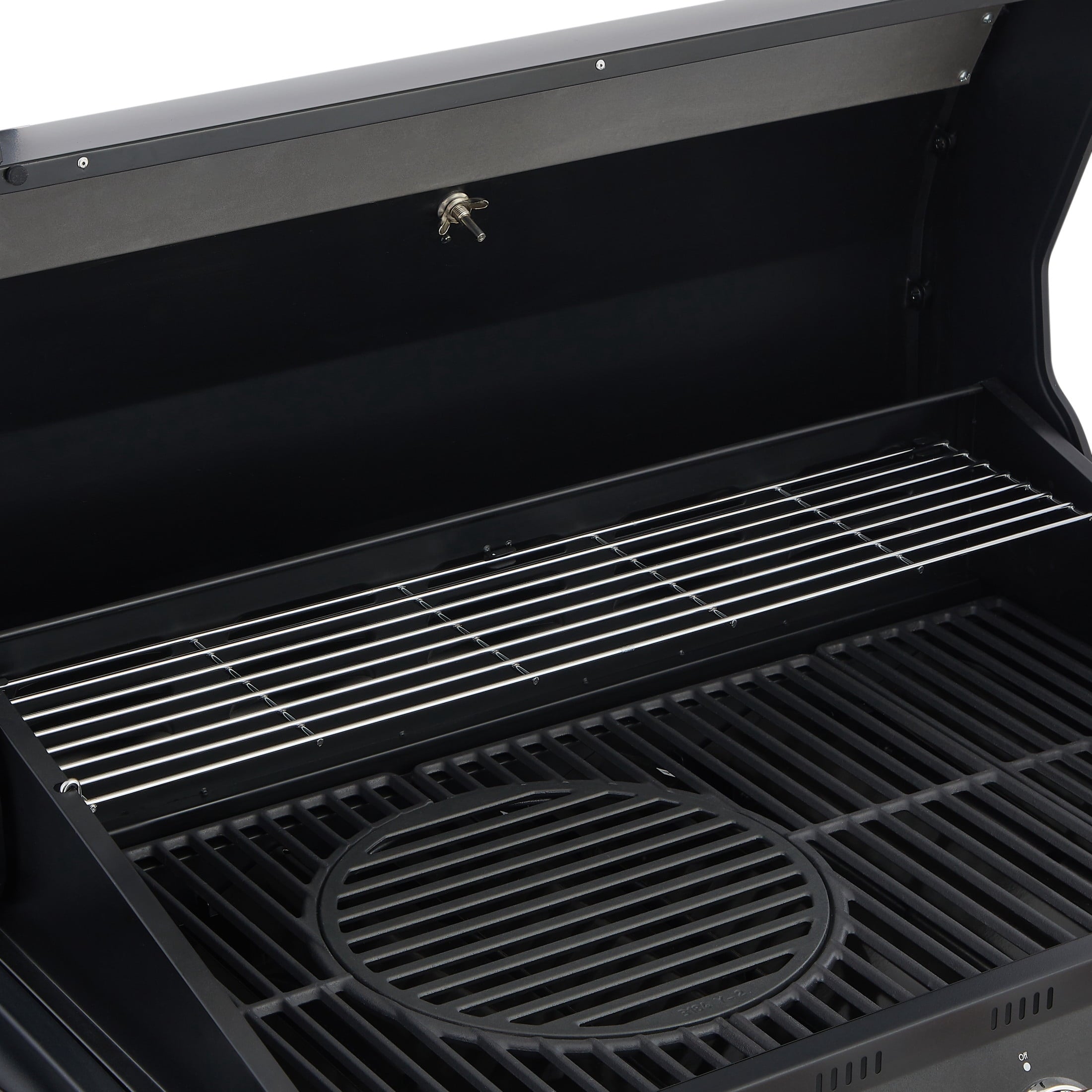 Noble House Professional 6-Burner Propane Gas Grill with Side Burner, Steel BBQ Grill with Cast Metal Grates, Black Noble House