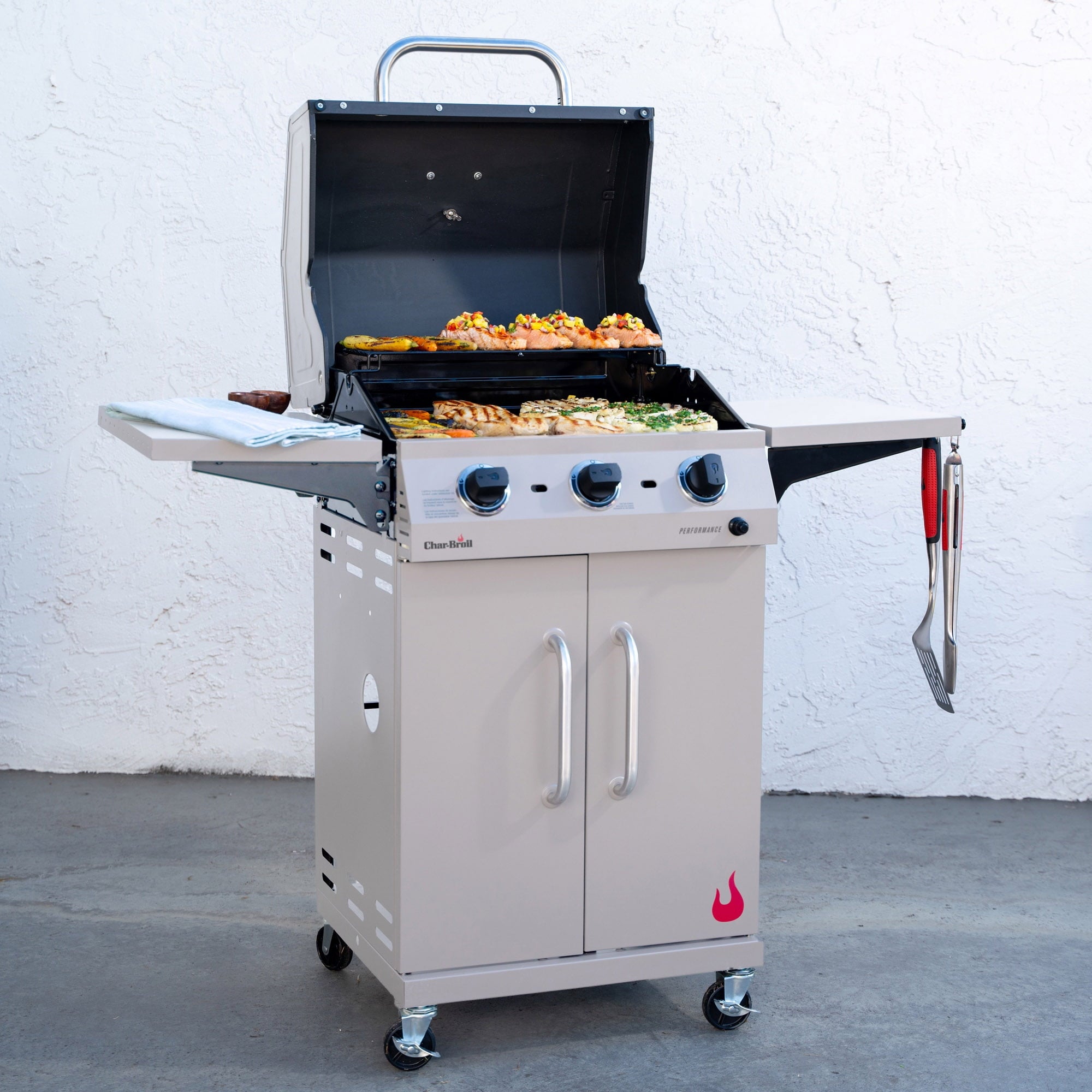 Charbroil? Performance Series? 3-Burner Cabinet Gas Grill, 375 sq in, Clay Charbroil