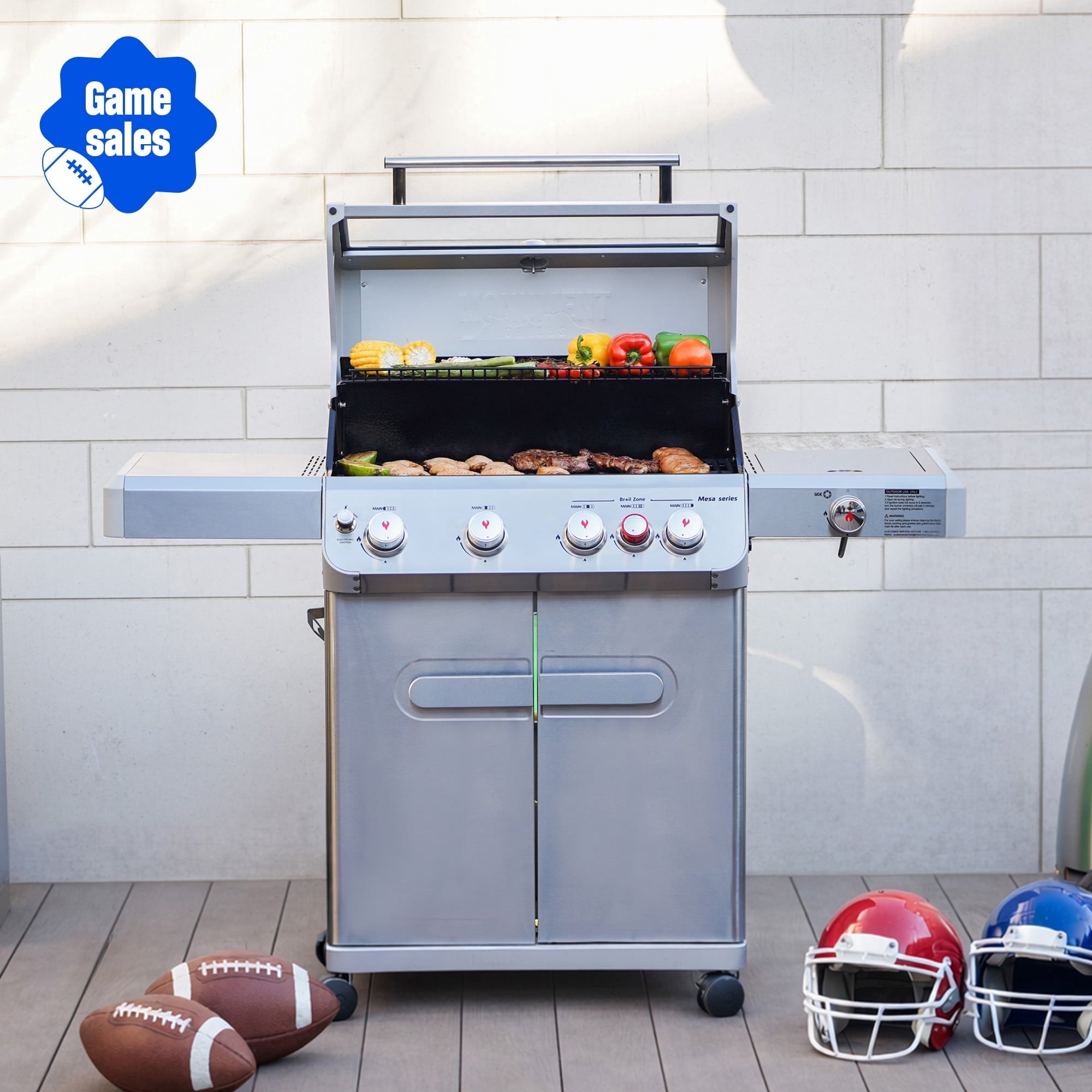 Monument Grills Mesa 4-Burner Stainless Steel Propane Gas Grill with Clear View Lid, Side Burner, LED Controls Monument Grills