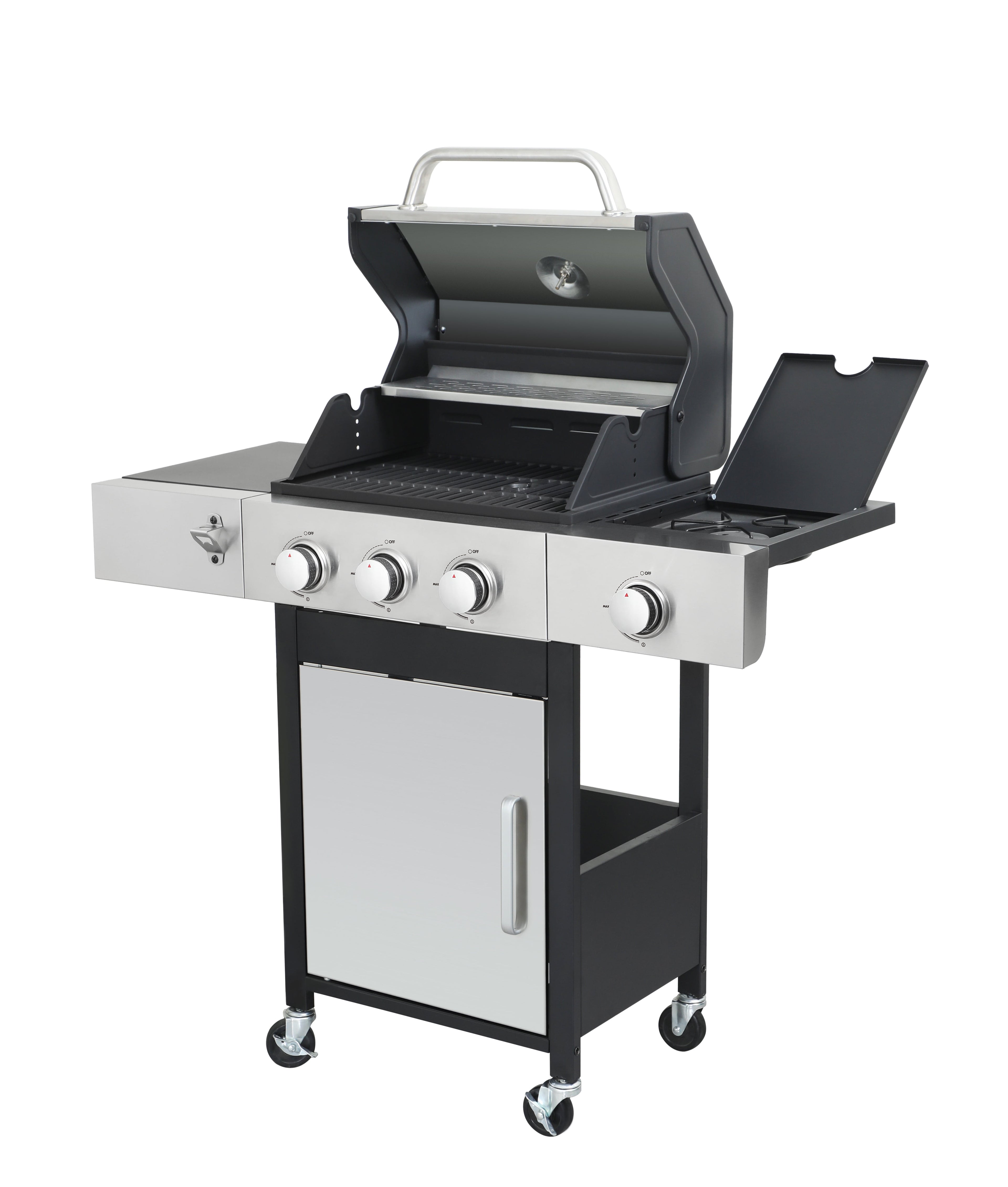 ENYOPRO 3 Burner Propane Gas Grill , Outdoor BBQ Grill with Side Burner, 37,230 BTU Gas Grill with Warming Rack, Thermometer, Lockable Casters for Patio, Garden & Camping Enyopro