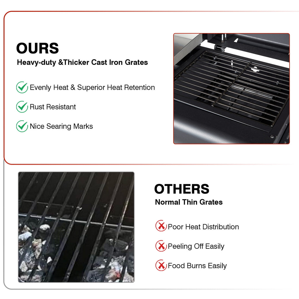 Bestfire Double Fuel Propane Gas Charcoal Grill Combo Black Dual Lids, 2 Side Shelves for Outdoor and Backyard Cooking Gas Grills