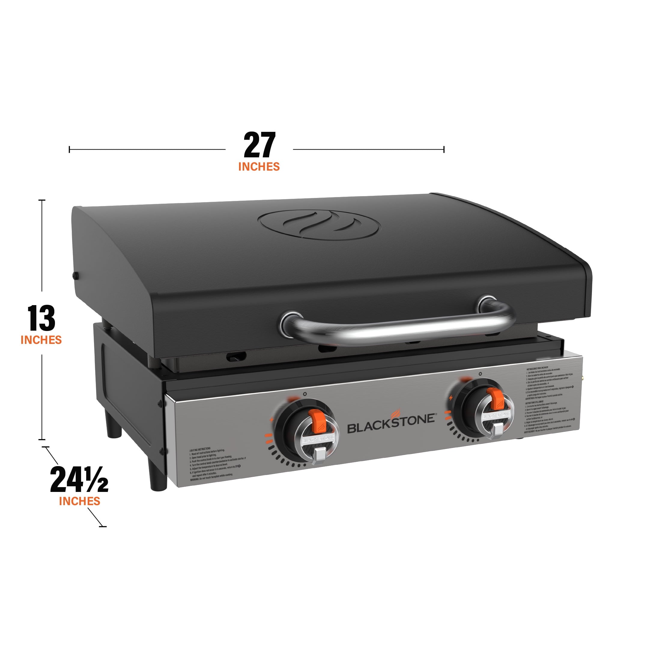 Blackstone 2-Burner 22 Tabletop Griddle with Hood Omnivore Plate and Stainless Front Panel Gas Grills