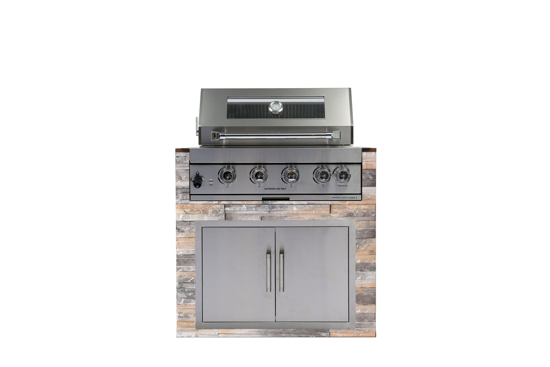 Navratil 4-Burner Silver Propane Built-in Outdoor Gas Grill with Rust Resistant Navratil