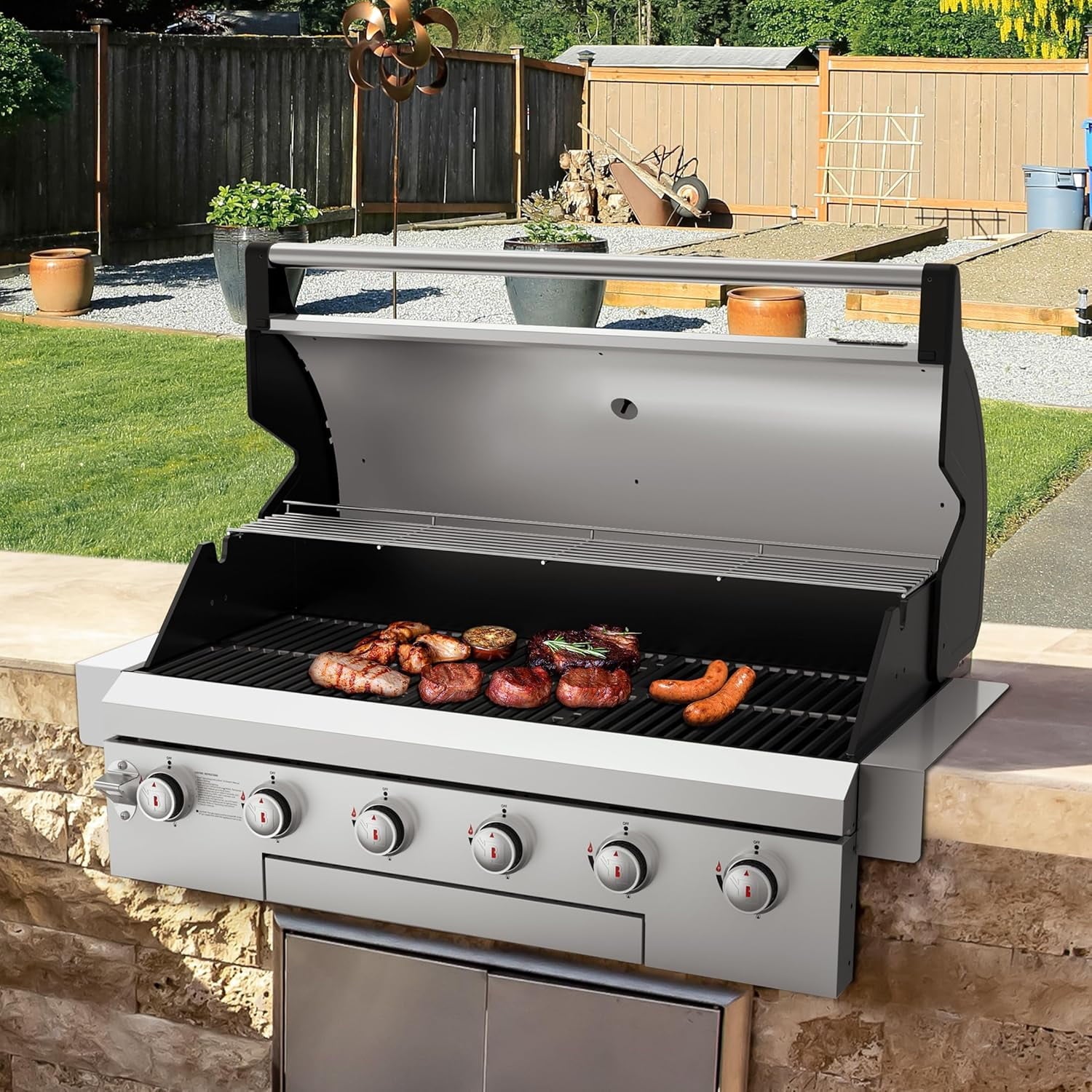 BRANDMAN GRILLS SINCE 1987 Stainless Steel 6 Burner Built-In Outdoor Kitchen Gas Grill Gas Grills
