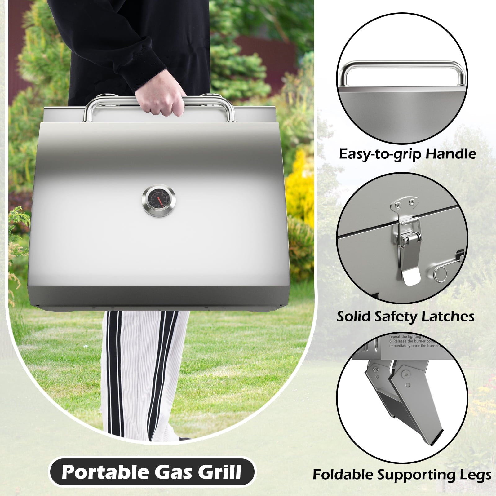 Gymax 2 Burner Portable BBQ Table Top Propane Gas Grill Stainless Steel Gymax