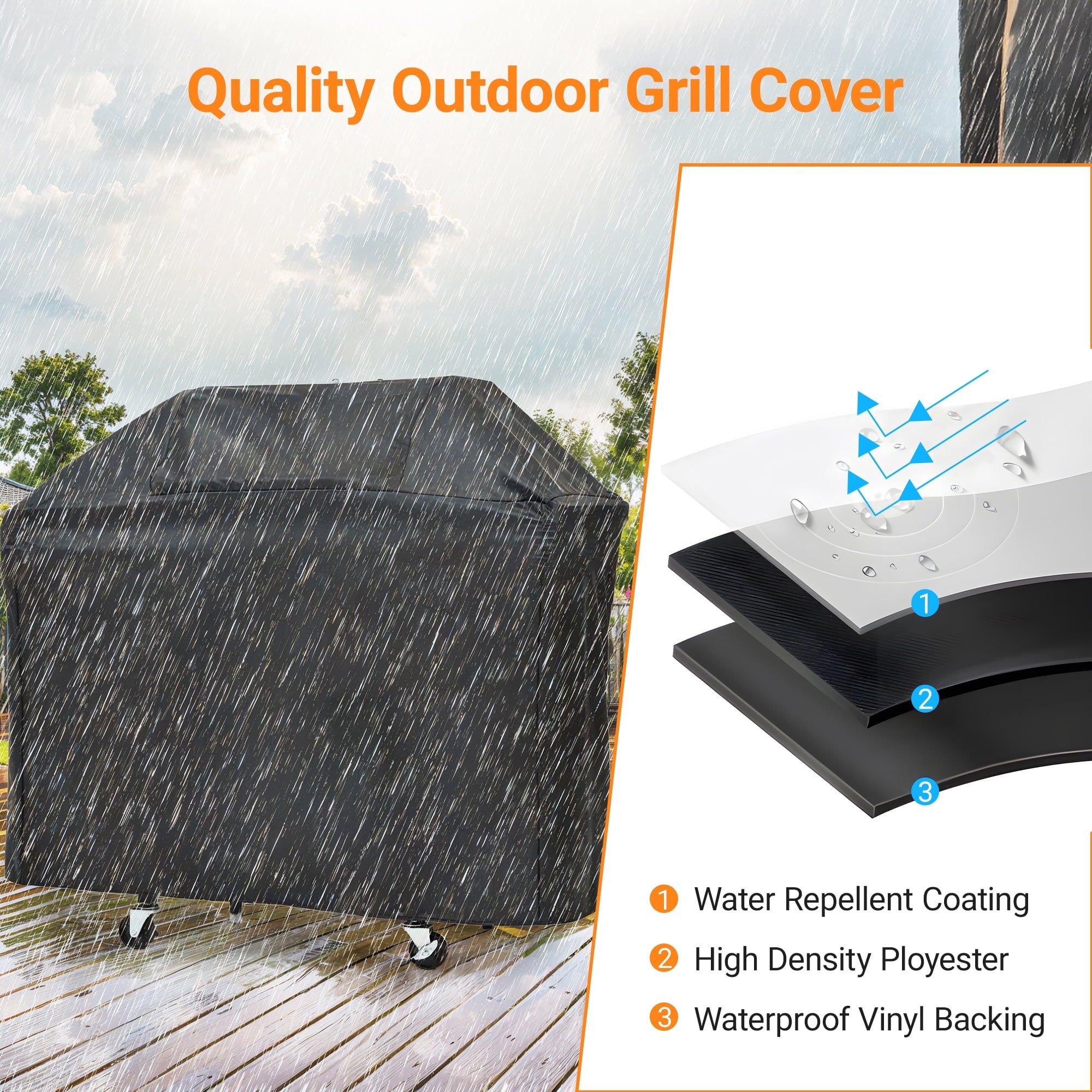 Gas Grill w/Side Burner, 40500BTU Propane Grill with Cover, Stainless Steel Outdoor BBQ 2 Cooking Areas, Portable Grill for Camping Patio Gas Grills