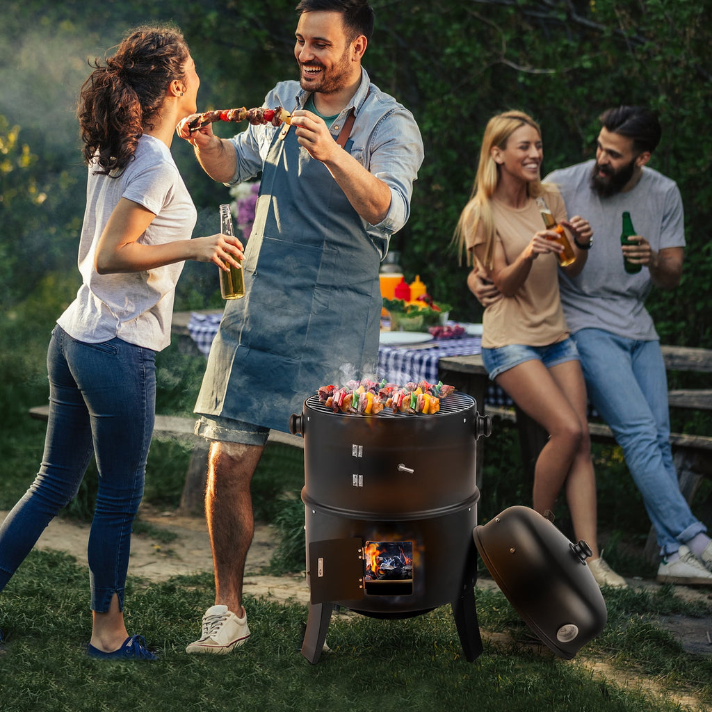 Debonair 3-in-1 Vertical Charcoal Smoker Portable BBQ Smoker Grill with Detachable 2 Layer Debonair
