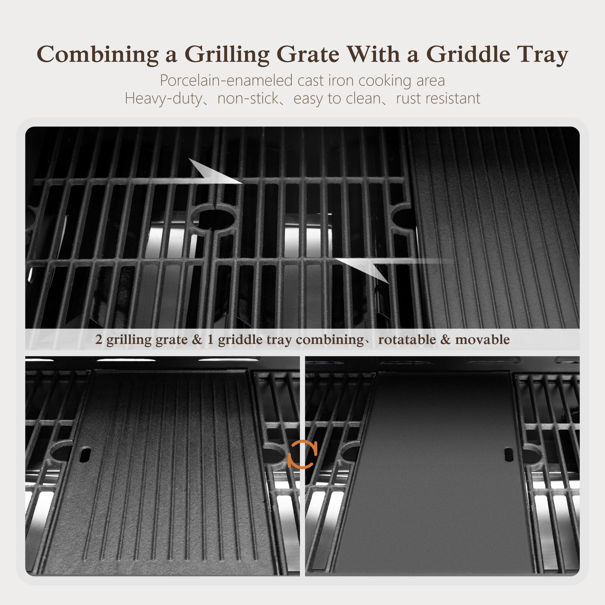 Alpha Joy 4-Burner Propane Gas Grill and Griddle Combo with Side Burner in Black Gas Grills