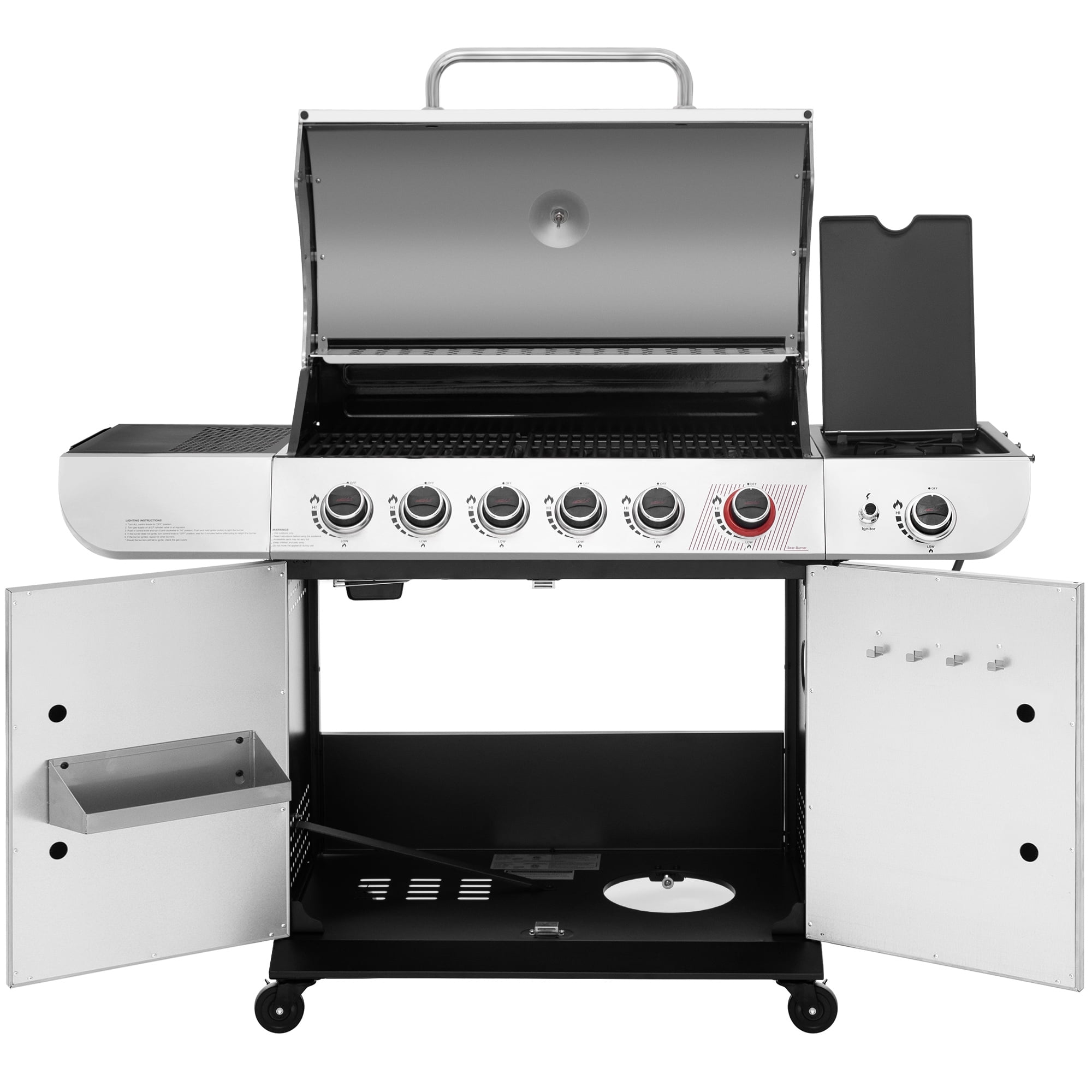 Royal Gourmet SG6002 Classic 6-Burner 71000-BTU LP Gas Grill with Sear Burner and Side Burner, Stainless Steel Royal Gourmet
