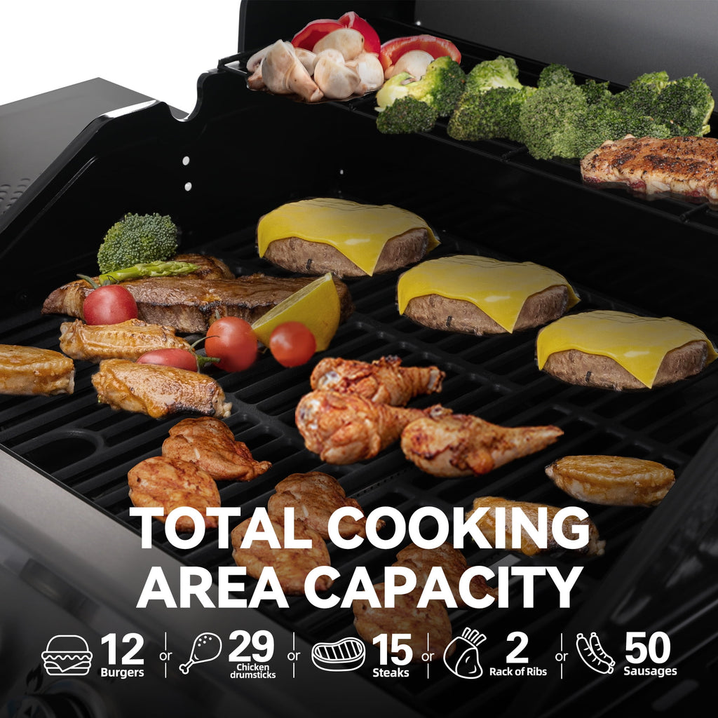 Royal Gourmet SG4003B 4-Burner BBQ Propane Gas Grill, 34,000 BTU for Patio Garden Barbecue Royal Gourmet