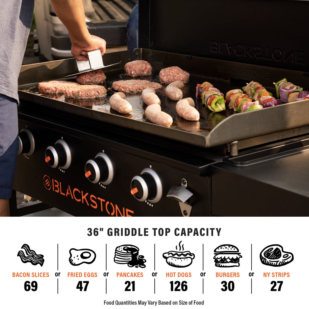 Blackstone Original Outdoor Griddle, 36 Inch 4-Burner Flat Top Grill with Hard Cover, Black Blackstone