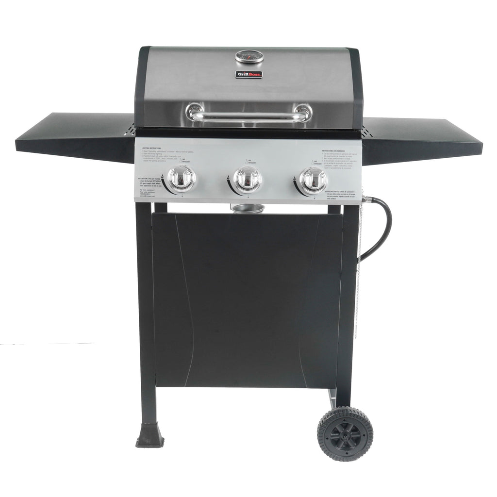 Grill Boss 27,000 BTU 3 Burner Propane Gas Grill w/Wheels, Cover, & Side Shelves Gas Grills