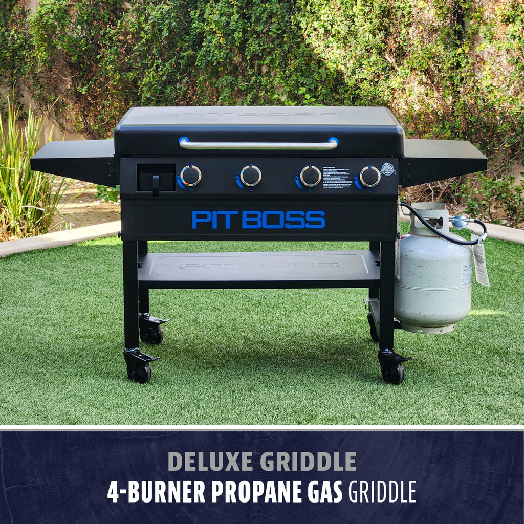 Pit Boss 4-Burner Deluxe Propane Griddle with Lid + Shelves Pit Boss