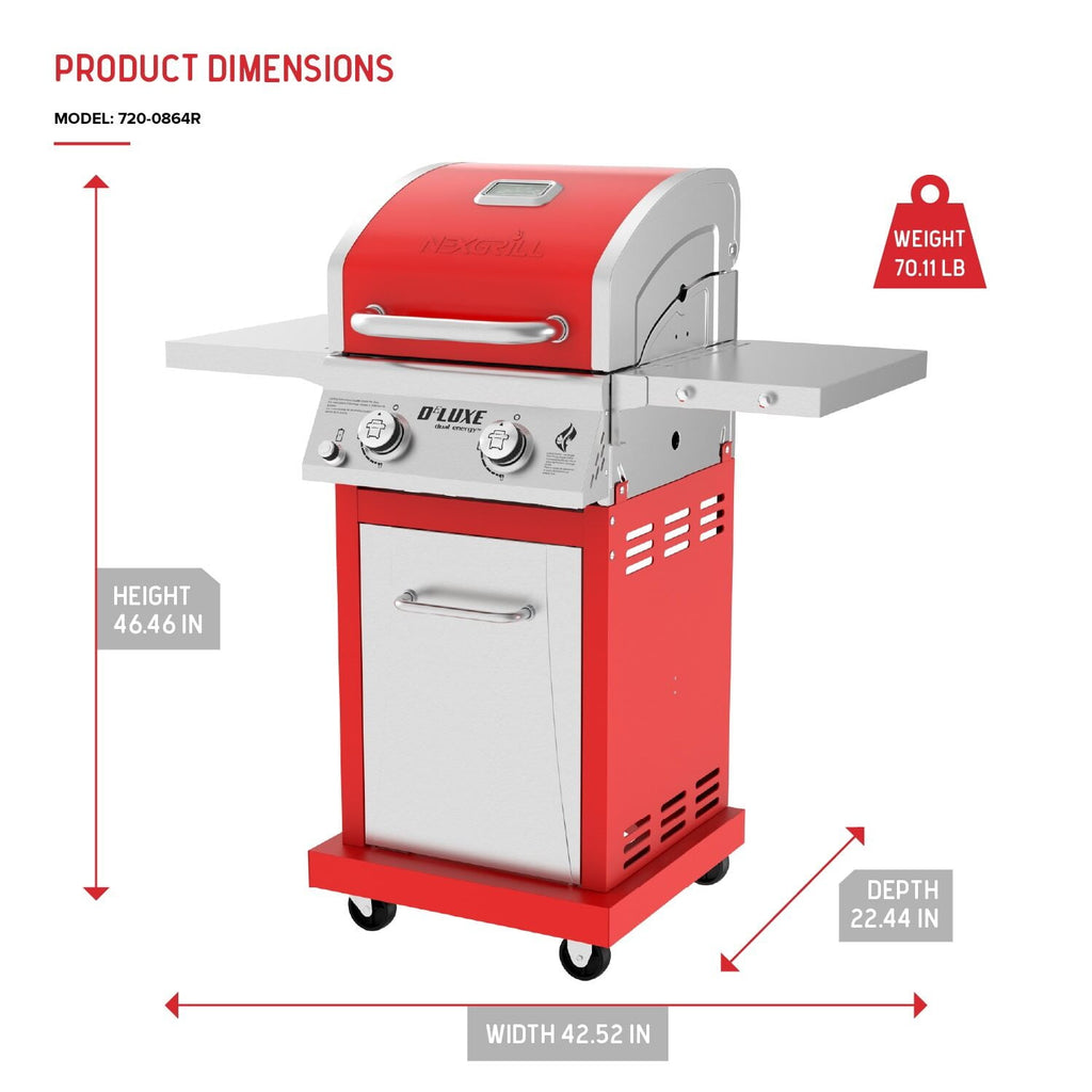 Nexgrill Deluxe 2-Burner Gas Grill with 401 SQ In Grate, 28000 BTUs, Stainless Steel Control Panel & Foldable Side Table, Propane BBQ Grill for Outdoor Cooking, Patios, Backyards and More -720-0864R Gas Grills