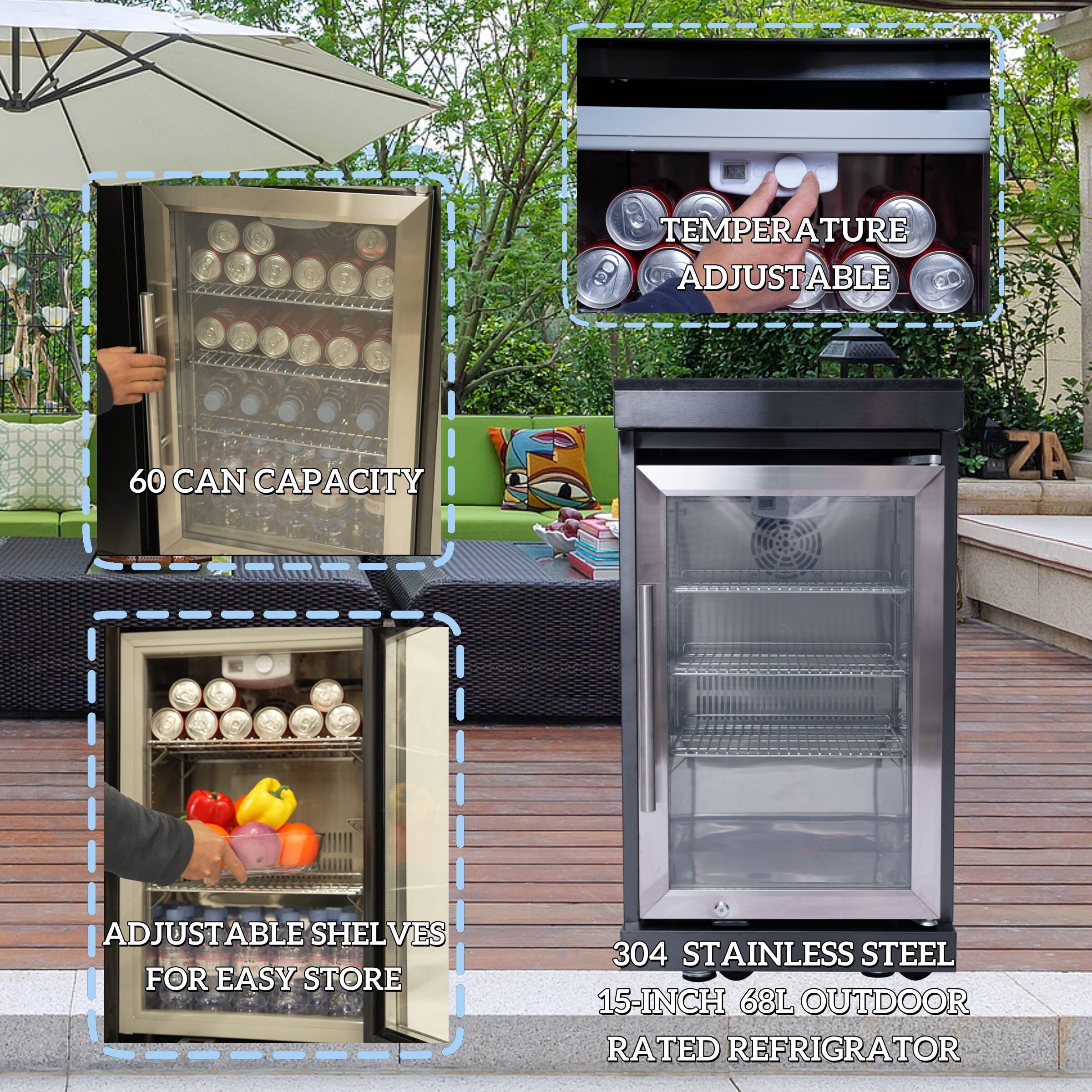 43-Inch 6-Burner 85000 BTU Deluxe Stainless Steel Gas Outdoor Kitchen Bar Barbecue Island Grill + Wine Cooler Compact Refrigerator + Rotisserie kit + Granite Countertops + Stainless steel Sink My Store