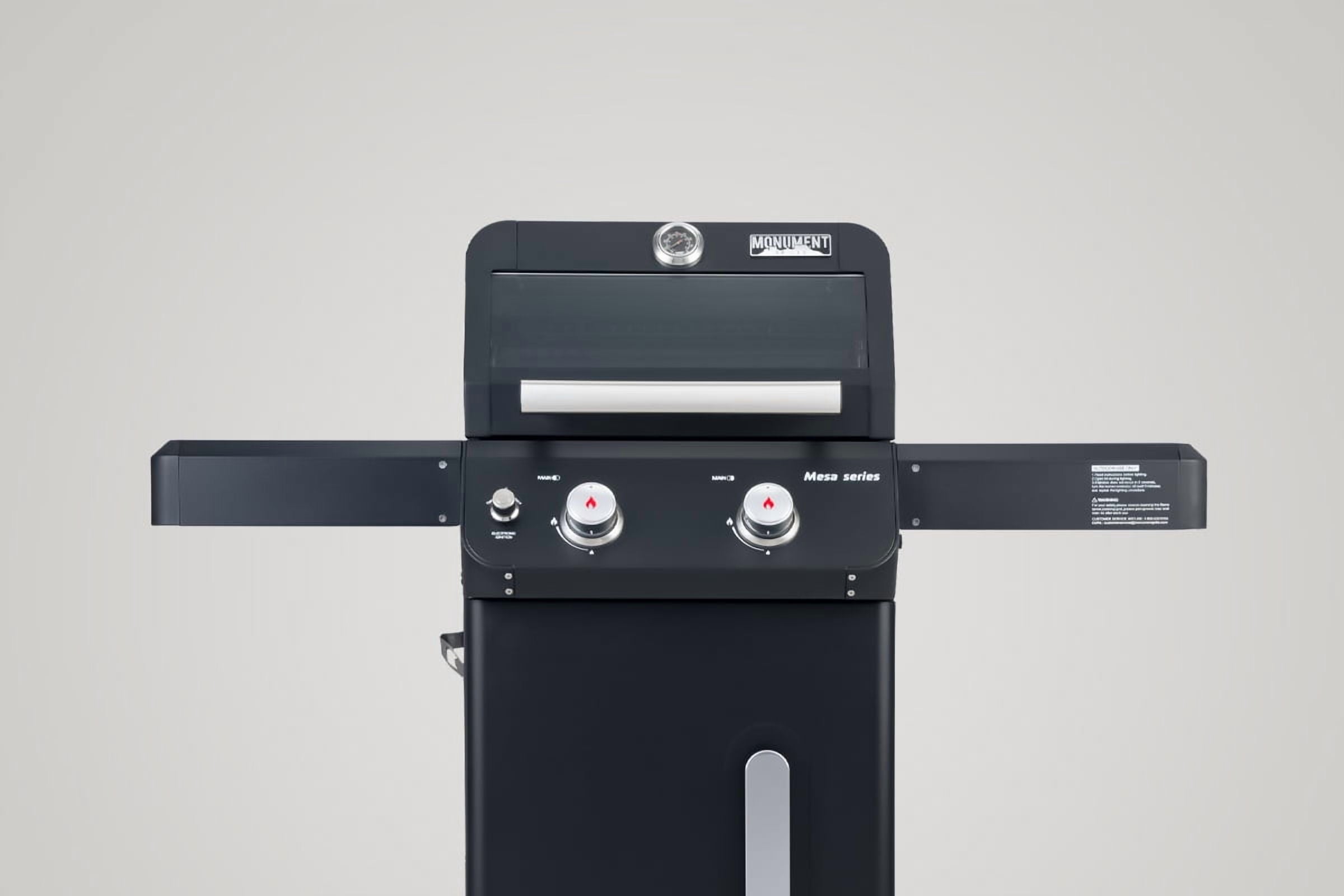 Mesa 2-Burner Propane Gas Grill in Black with Clear View Lid , LED Controls, and Grill Cover Monument Grills