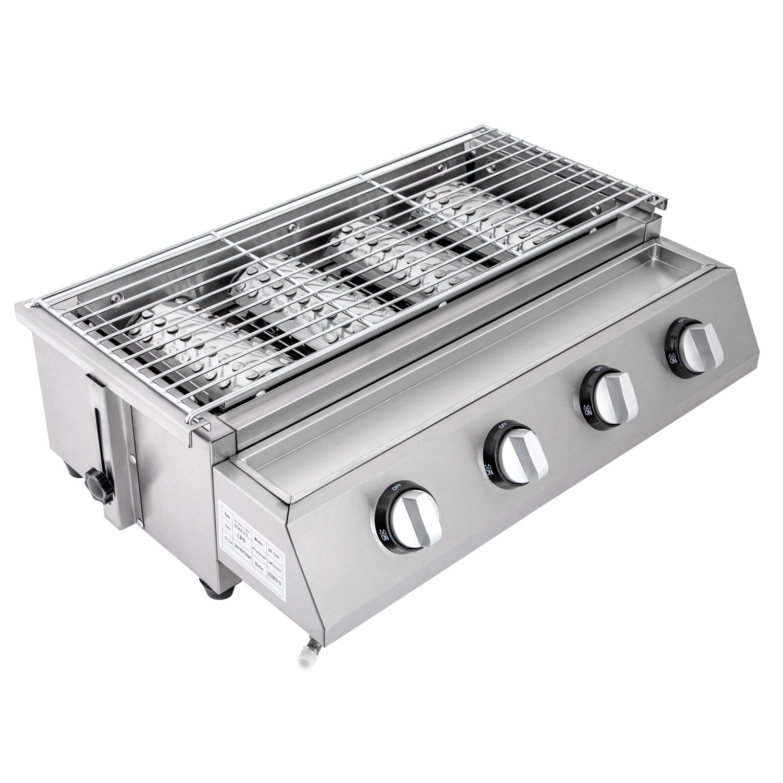 4 Burner Gas BBQ Grill Stainless Steel – LPG Only, 2800Pa Low Pressure, Portable TOOL1SHOoo