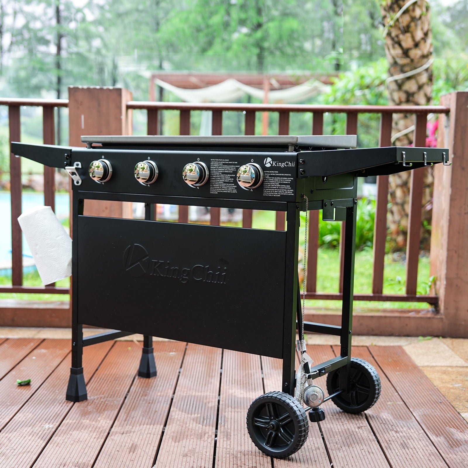 KingChii 4-Burner 30.6 Propane Griddle Outdoor Flat Top Gas Grill Griddle with Hard Cover for Camping, Tailgating, BBQ, Parties, Backyard & Patio Gas Grills