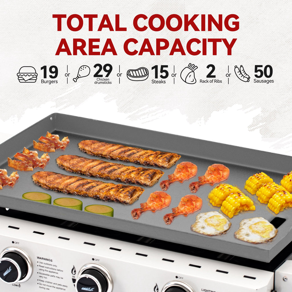 Royal Gourmet GB3000W 28-Inch 3-Burner Propane Gas Griddle in White, Griddle with Collapsible Side Shelves Royal Gourmet