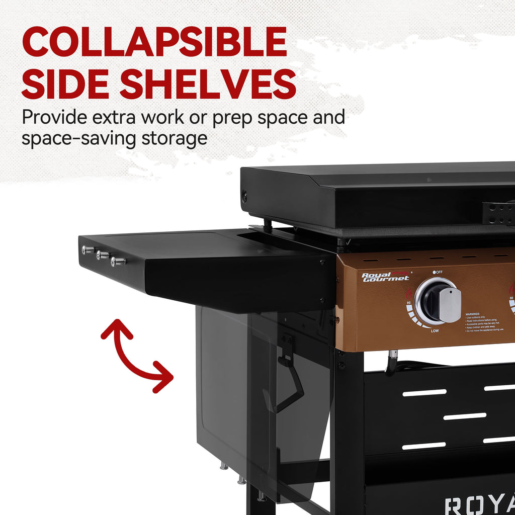 Royal Gourmet GB4000PY 4-Burner Gas Griddle with Hood, Griddle with Collapsible Side Shelves,Perfect for Outdoor Cooking Royal Gourmet