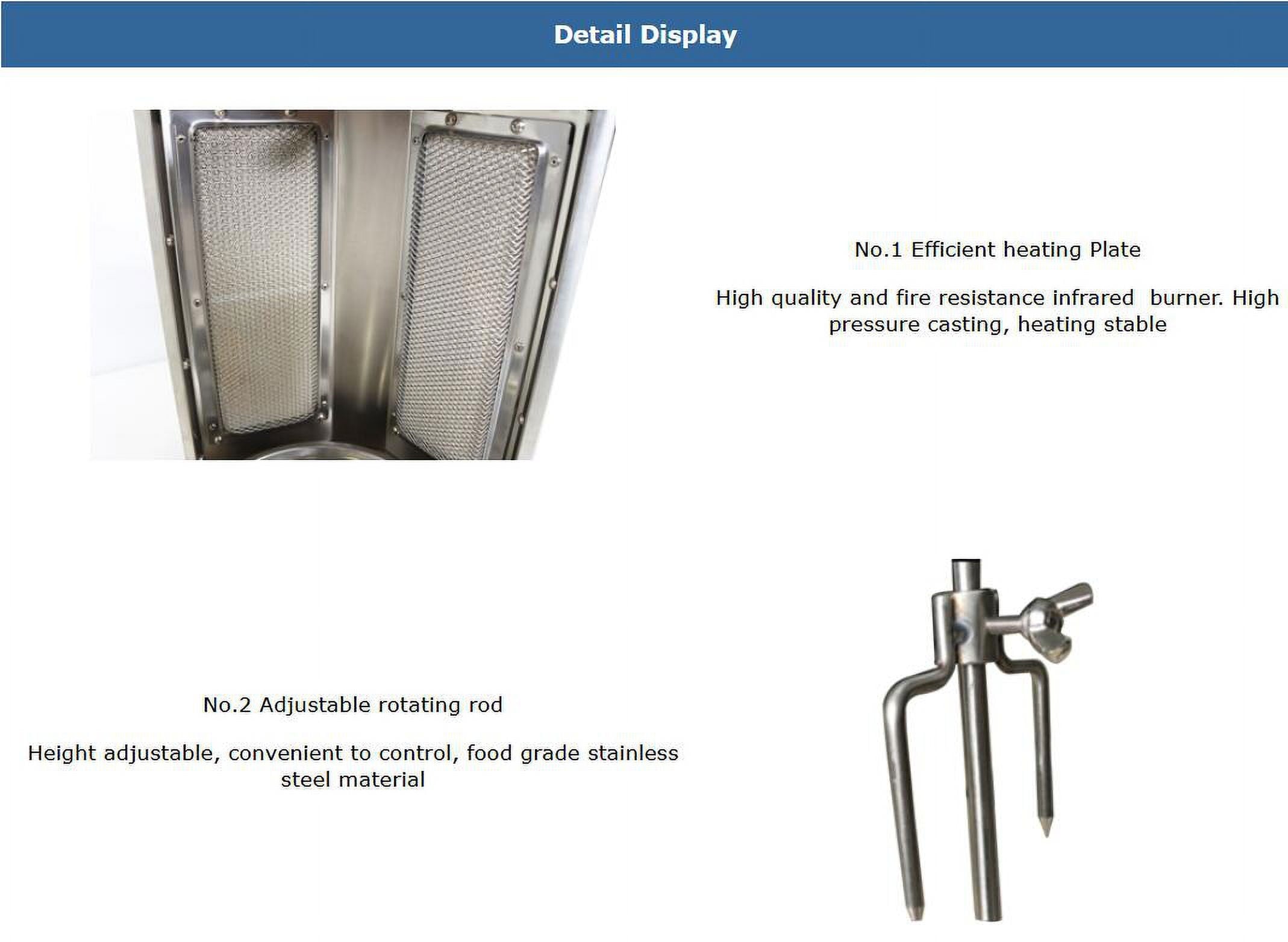 Techtongda Shawarma Machine Gas Kebab Gyro Grill Machine Propane Doner Kebab Machine with 3 Burners Techtongda