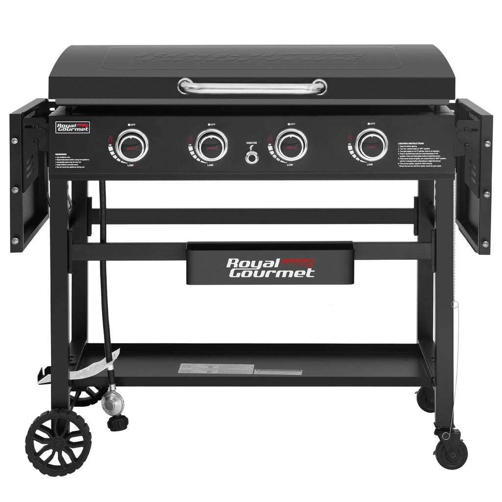 Royal Gourmet GB4000P 4-Burner Gas Griddle with Hard Cover,Heavy-duty Outdoor Cooking Station for Backyard and Tailgating, 52,000 BTU, Black Royal Gourmet