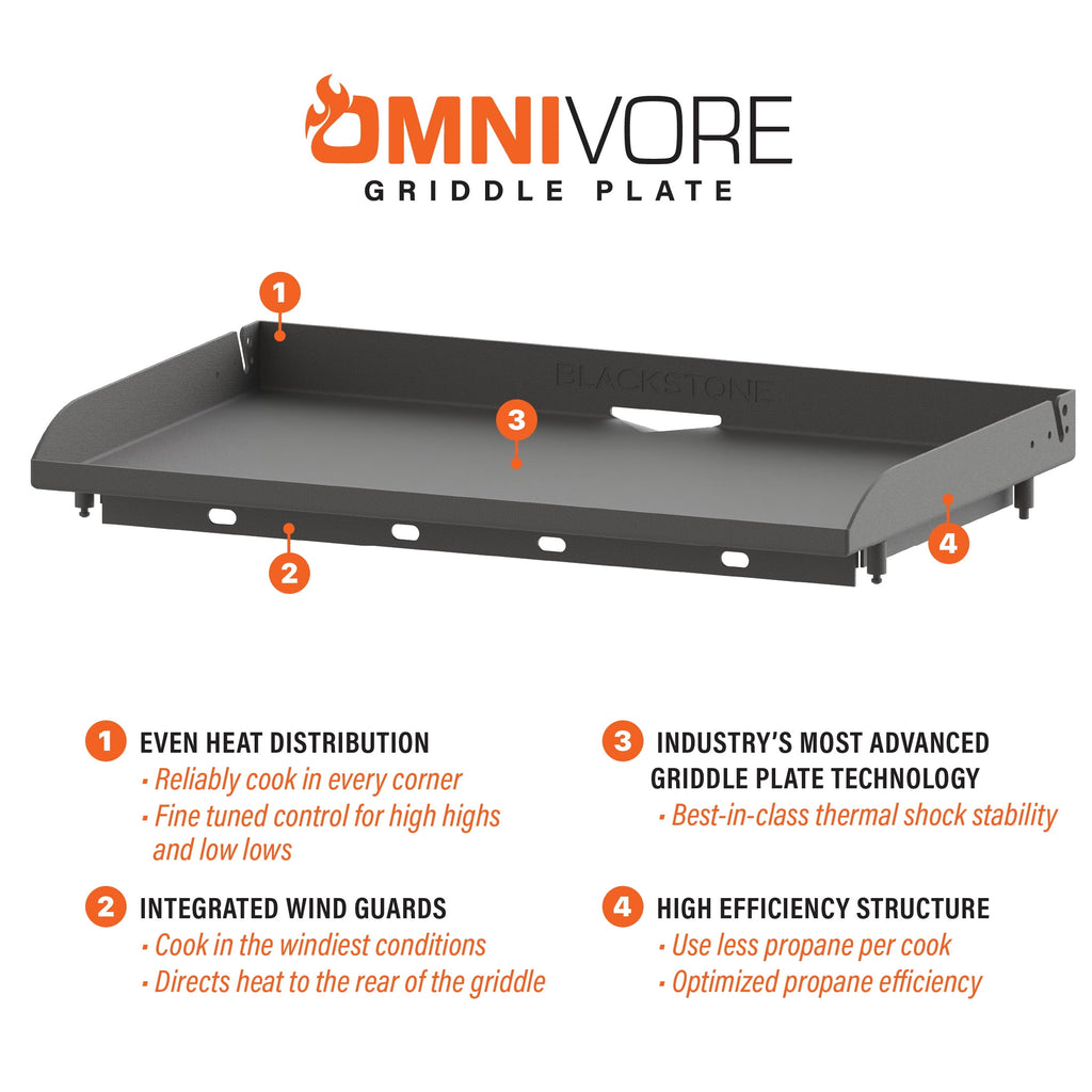 Blackstone 2-Burner 22 Tabletop Griddle with Hood Omnivore Plate and Stainless Front Panel Gas Grills