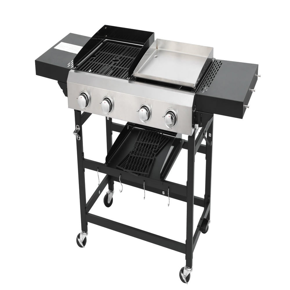 Kadyn Garden Grill with 2+2, Patio Backyard Barbecue Grill for Outdoor, BBQ, Camping, Black Kadyne