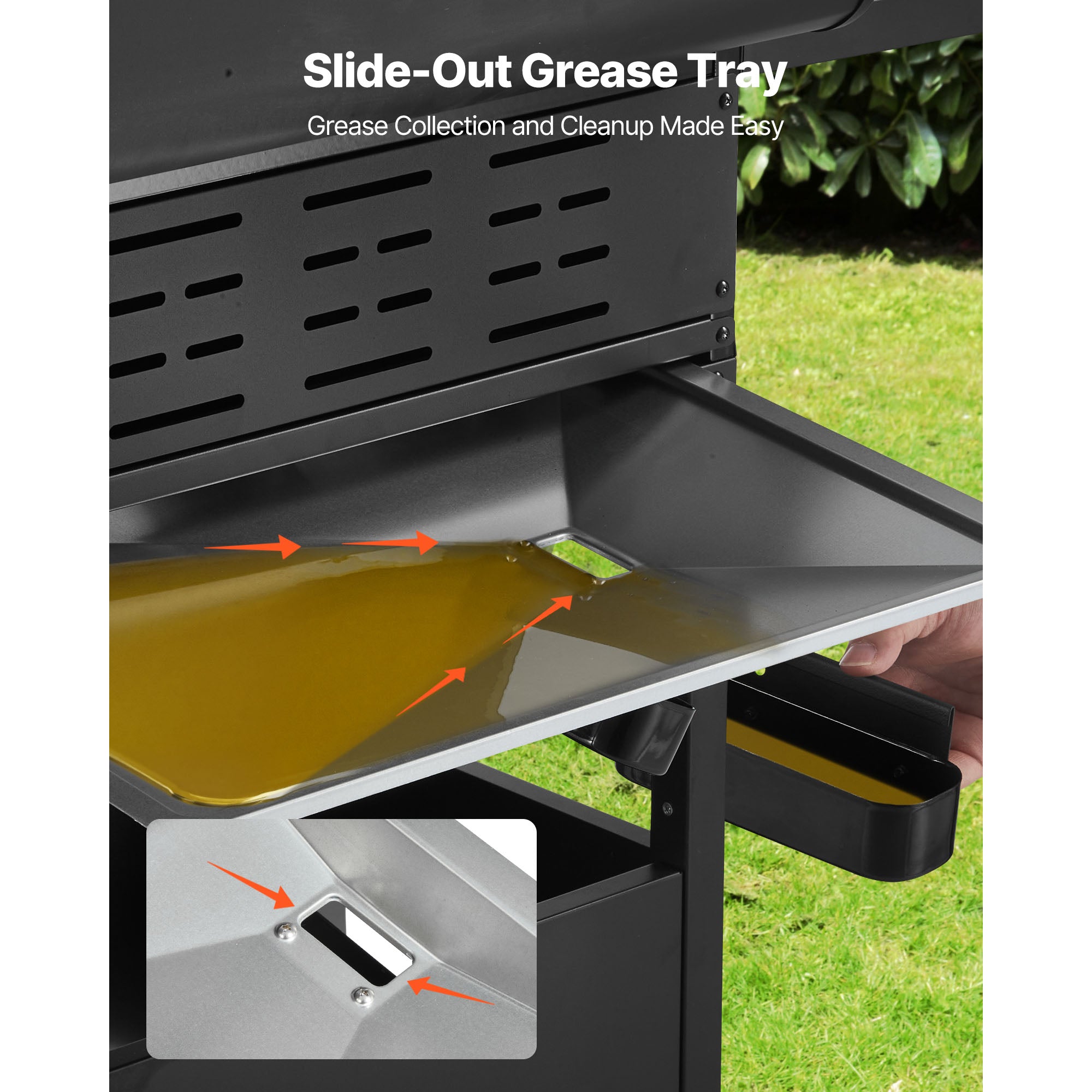 KFFKFF 4-Burner Propane Gas Grill with Side Burner, 425 SQ.In Cooking Surface, Carbon Steel Enamel Grates, Outdoor 52,000 BTU BBQ Grill with Dual Side Shelves, Durable Carbon Steel Construction KFFKFF