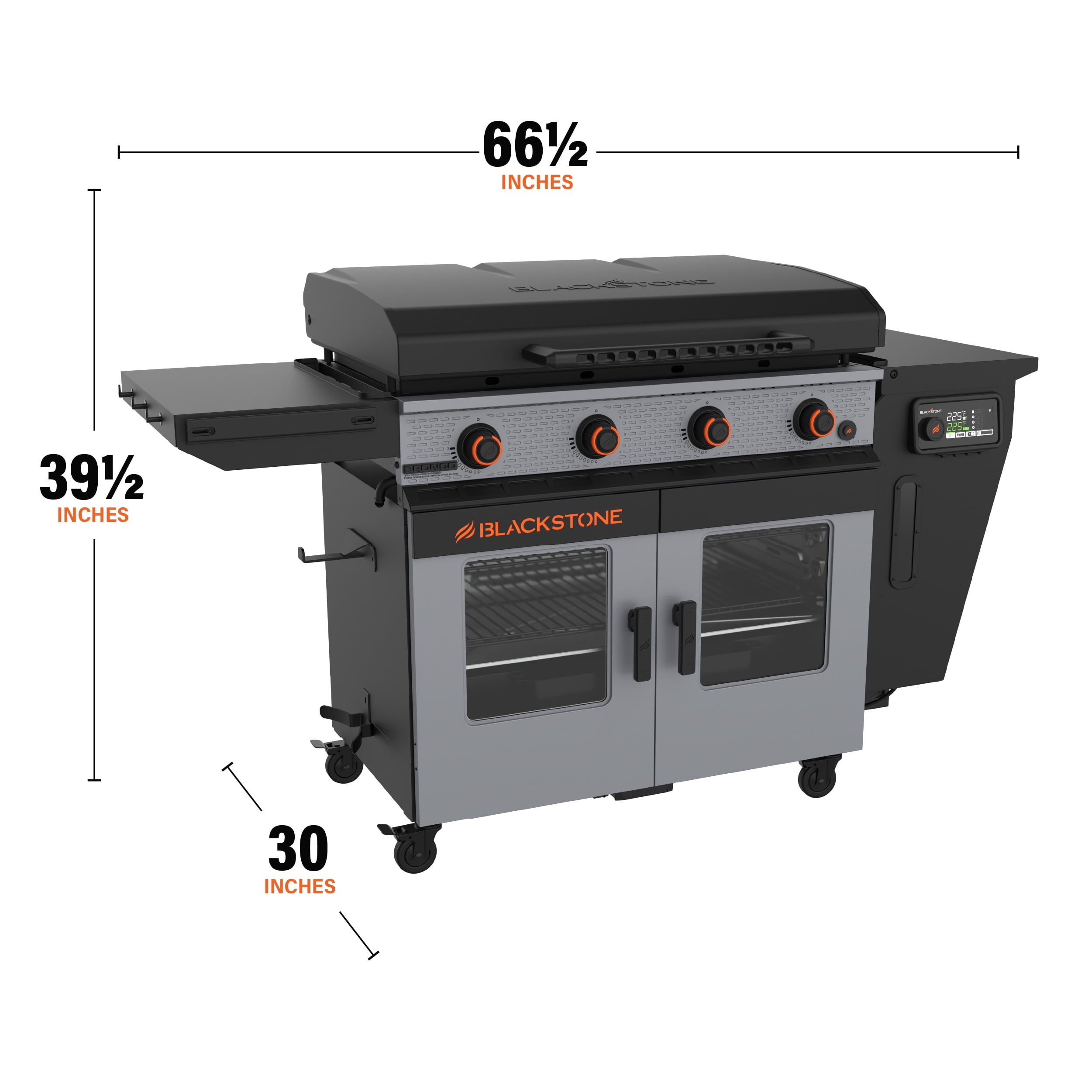 Blackstone Bronco Outdoor Combo Griddle, 36 Inch 4-Burner Flat Top Grill with Vertical Pellet Smoker Blackstone