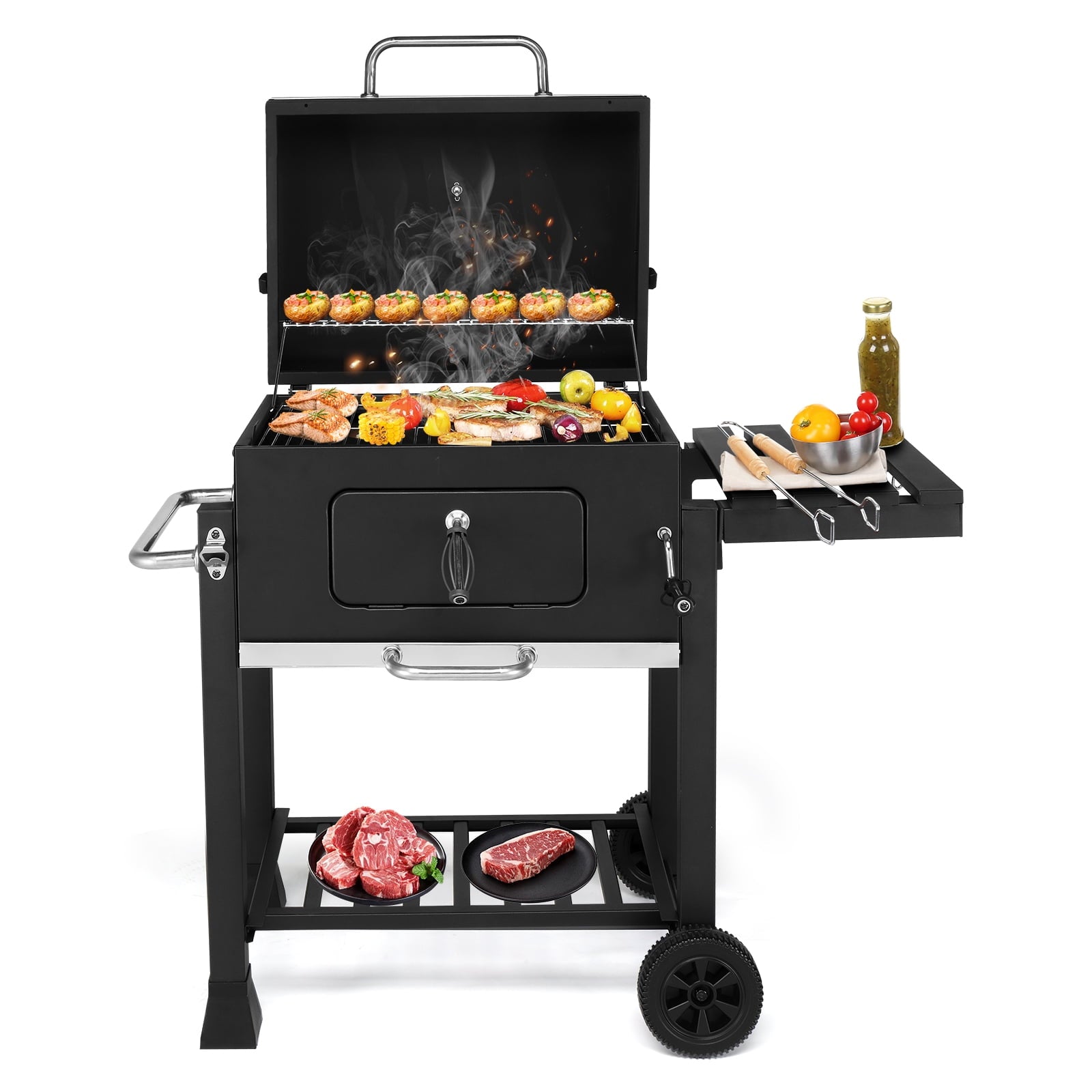 Ktaxon BBQ Grill Outdoor Charcoal Grill Smoker for Patio Backyard,Black Gas Grills