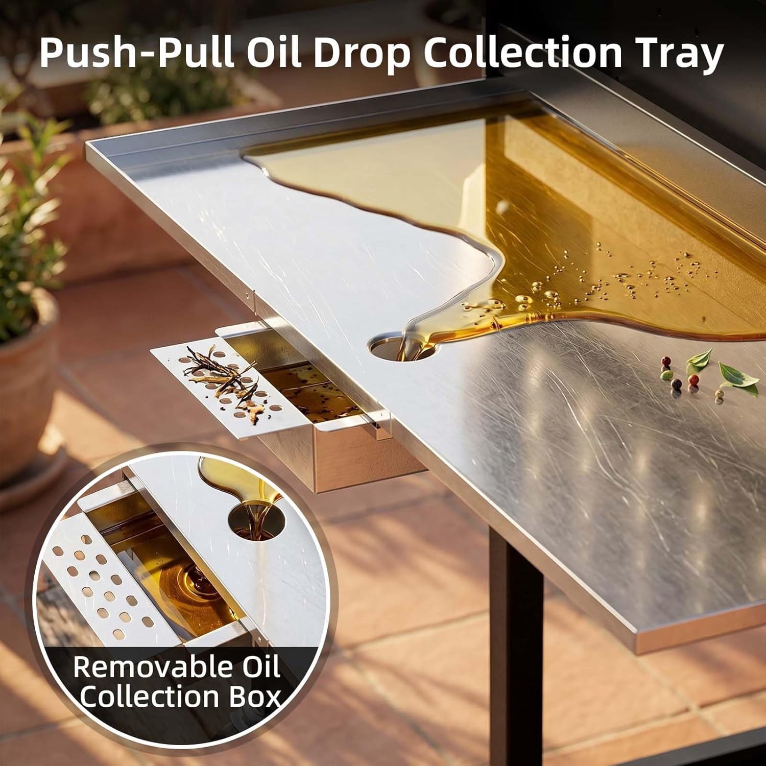 42000 BTU 4-Burner Stainless Steel Gas Grill, BBQ Grill with Side Burner & Enameled Cast Iron Grates, Pull-Out Oil Tray for Outdoor Backyard WAA