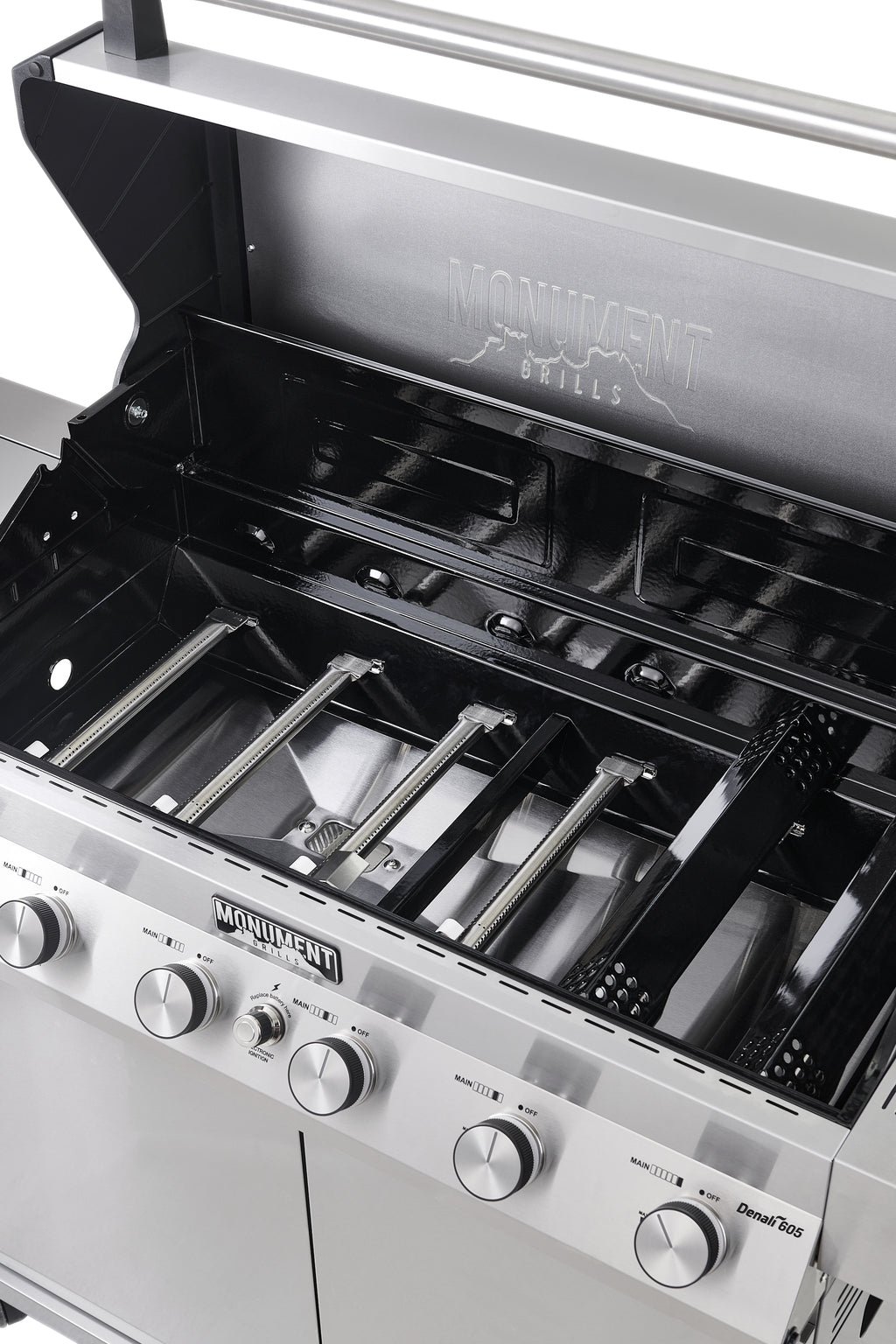 Monument Grills Denali Series 6-Burner Black Dual Fuel Cabinet Grill with Clearview Lid and LED Knobs Monument Grills